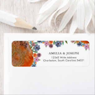 Étiquette Adresse de retour de RSVP de mariage aux fleurs sa