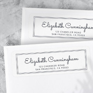 Étiquette Adresse de retour de script Cursive moderne et sim