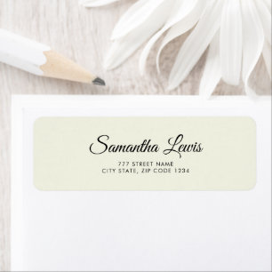Étiquette Adresse de Retour de Script Élégant Simple Blanc d
