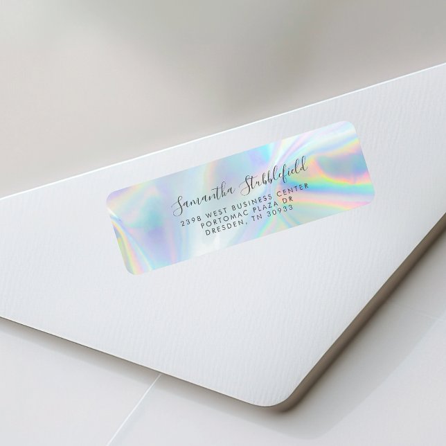Étiquette Adresse de Retour de Script Holographique Moderne (Modern Holographic Script Return Address Label)
