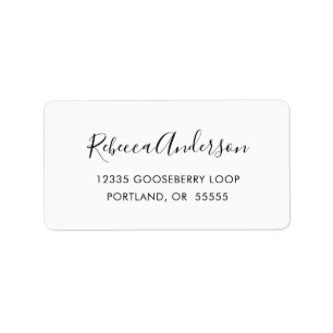 Étiquette Adresse de retour de script simple en noir et blan