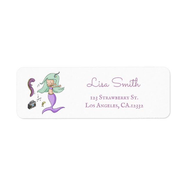 Étiquette Adresse de retour de sirène dansante violette mode (Devant)