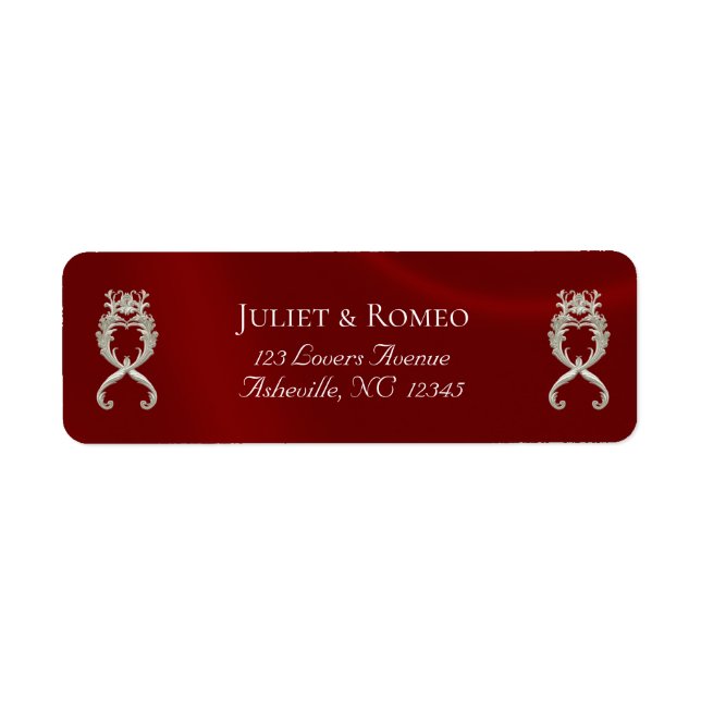 Étiquette Adresse de Retour de Style Baroque - Rouge (Devant)