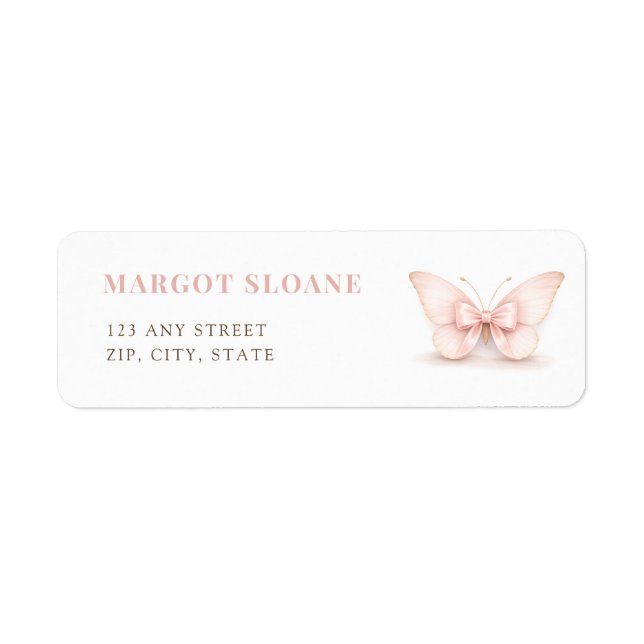 Étiquette Adresse de Retour de Thème de Fête Papillon Luxe R (Devant)