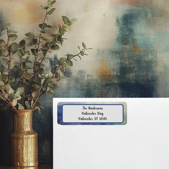 Étiquette Adresse de retour de vacances bleues (watercolor Return Address Label )