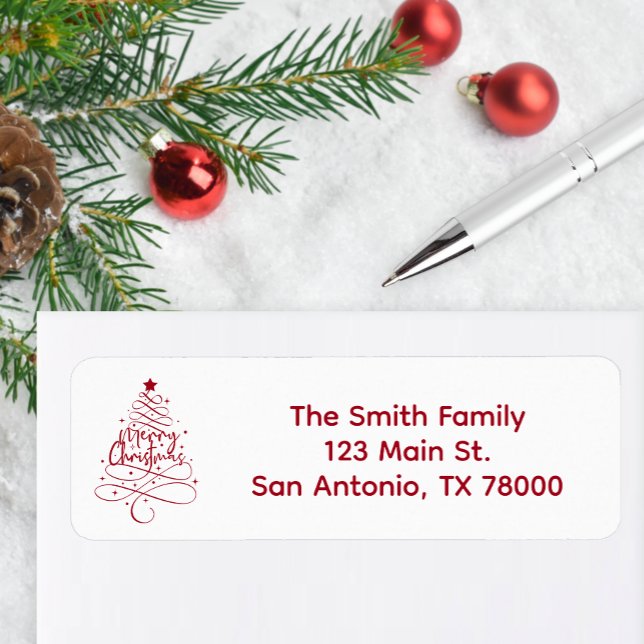 Étiquette Adresse de Retour de Vacances de Noël (Merry Christmas Return Address Sticker)