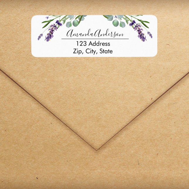 Étiquette Adresse de retour de verdure de violette de lavand (Créateur téléchargé)