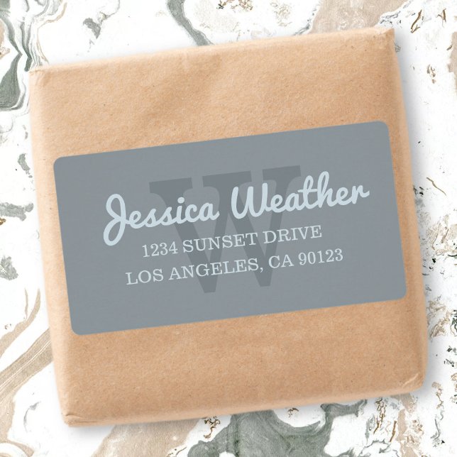 Étiquette Adresse de retour décorée d'un monogramme cursive (Créateur téléchargé)