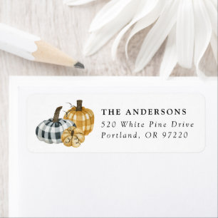 Étiquette Adresse de retour des Citrouilles aquarelles