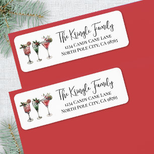 Étiquette Adresse de Retour des Cocktails de Noël