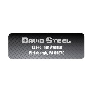 Étiquette Adresse de retour Diamondplate en acier personnali