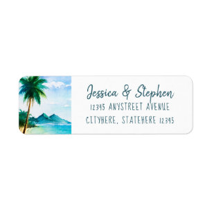Étiquette Adresse de retour d'île de plage tropicale de