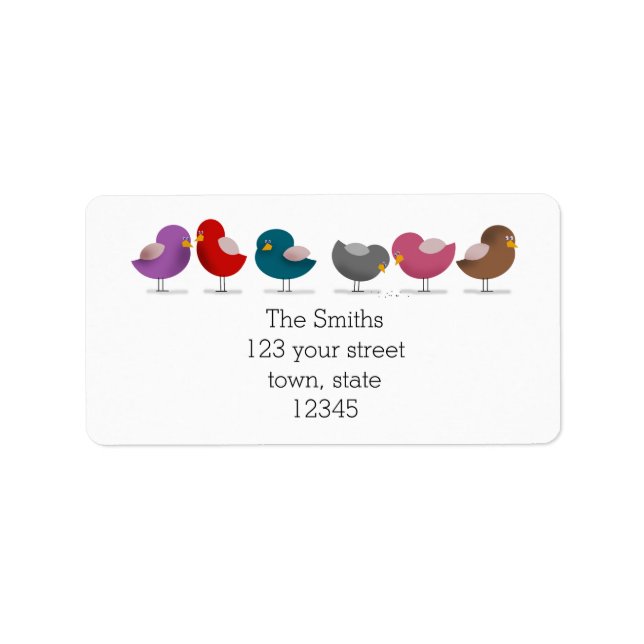 Étiquette Adresse de retour d'oiseaux mignons (Devant)