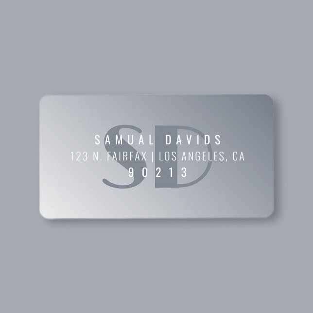 Étiquette Adresse de retour d'Ombre gris bleu moderne (Créateur téléchargé)