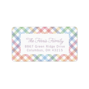 Étiquette Adresse de retour du baby shower mignon plaid Rain