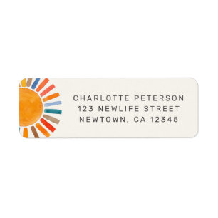 Étiquette Adresse de retour du Baby shower Sun