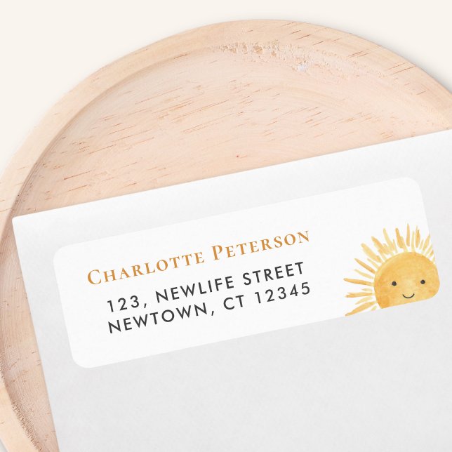 Étiquette Adresse de retour du Baby shower Sun (Créateur téléchargé)