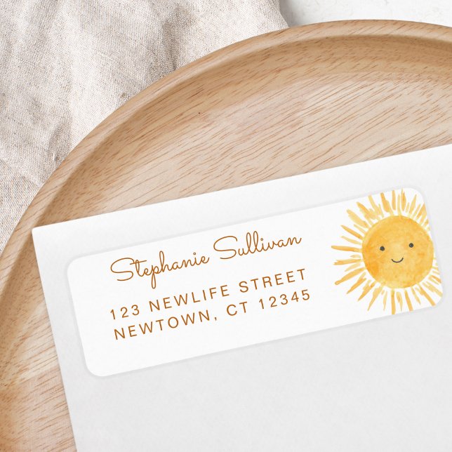 Étiquette Adresse de retour du Baby shower Sun (Créateur téléchargé)
