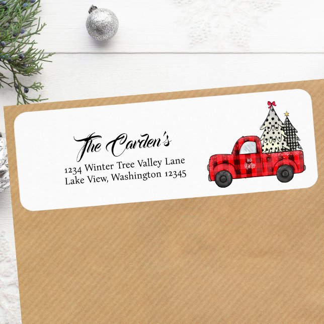 Étiquette Adresse de retour du camion de Noël (Christmas Truck Return Address Label)