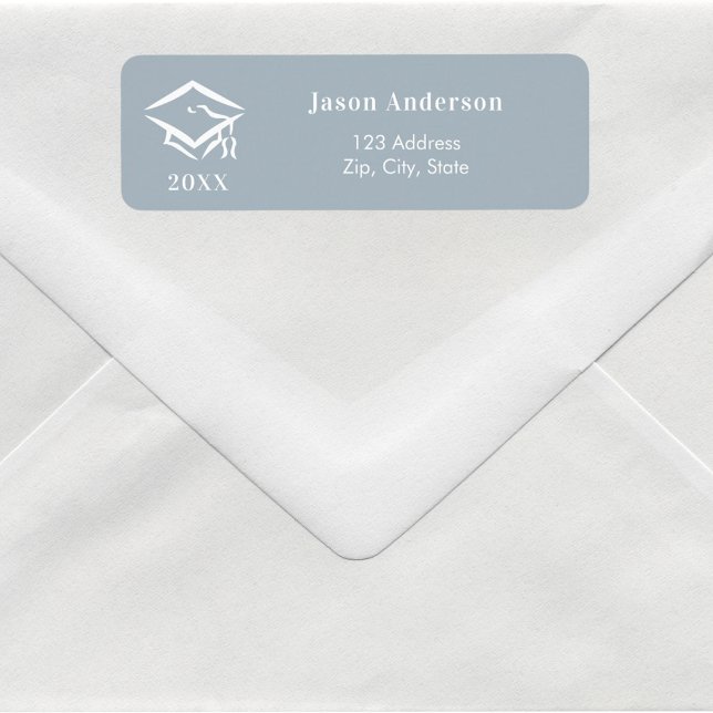 Étiquette Adresse de retour du capot de graduation blanc ble (Créateur téléchargé)