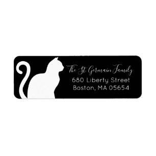 Étiquette Adresse de retour du chat blanc