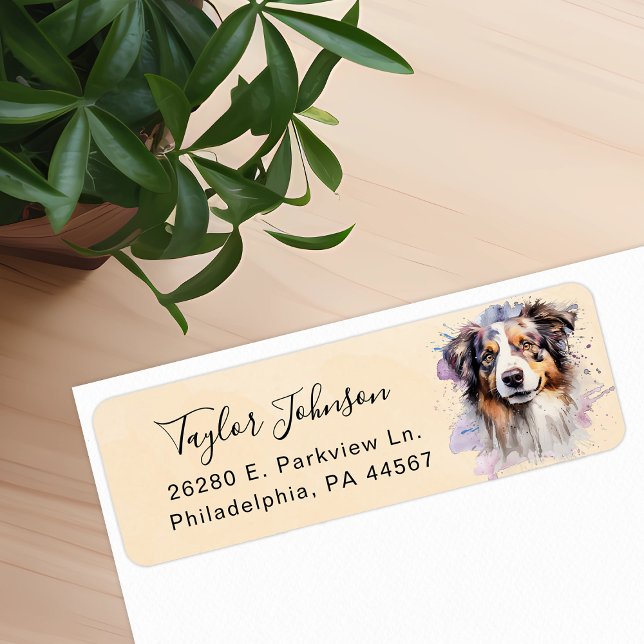 Étiquette Adresse de retour du chien berger australien (Créateur téléchargé)