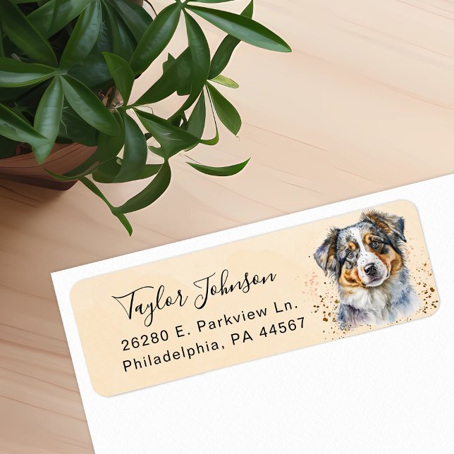 Étiquette Adresse de retour du chien berger australien (Créateur téléchargé)