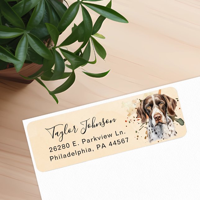 Étiquette Adresse de retour du chien pointer allemand à poil (Créateur téléchargé)