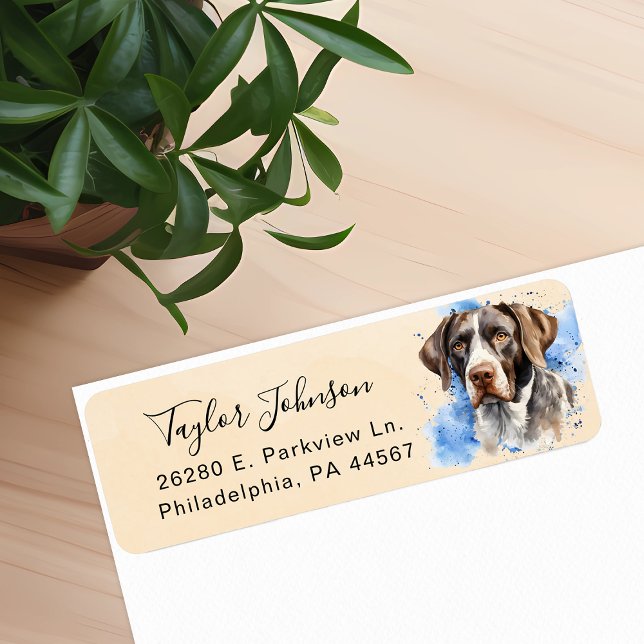 Étiquette Adresse de retour du chien pointer allemand à poil (Créateur téléchargé)