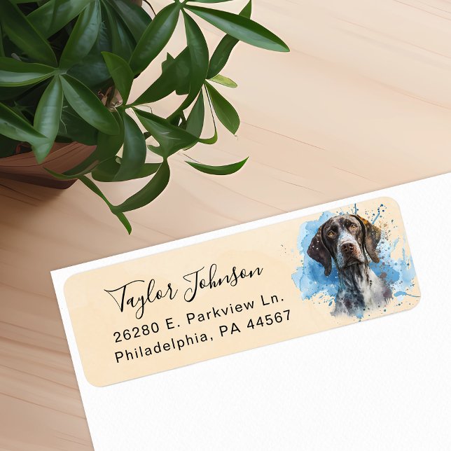 Étiquette Adresse de retour du chien pointer allemand à poil (Créateur téléchargé)