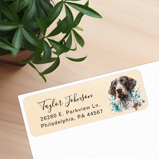 Étiquette Adresse de retour du chien pointer allemand à poil (Créateur téléchargé)