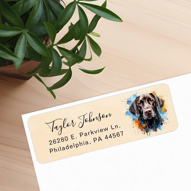Étiquette Adresse de retour du chien pointer allemand à poil (Créateur téléchargé)