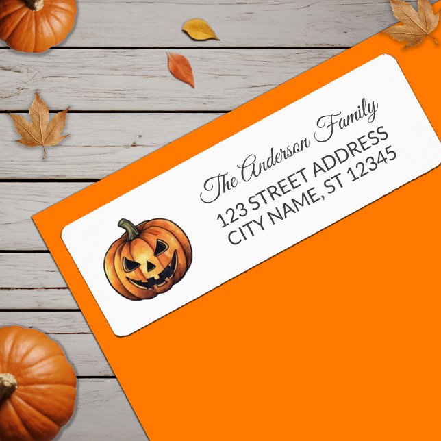 Étiquette Adresse de retour du Citrouille Halloween éffrayan (Créateur téléchargé)