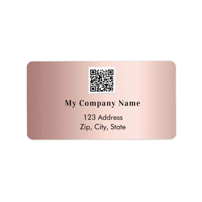 Étiquette Adresse de retour du code qr d'entreprise or rose (Devant)