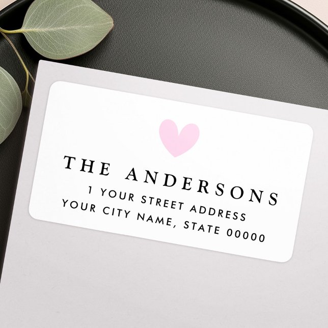 Étiquette Adresse de retour du coeur d'amour rose clair (Light pink cute love heart return address label)