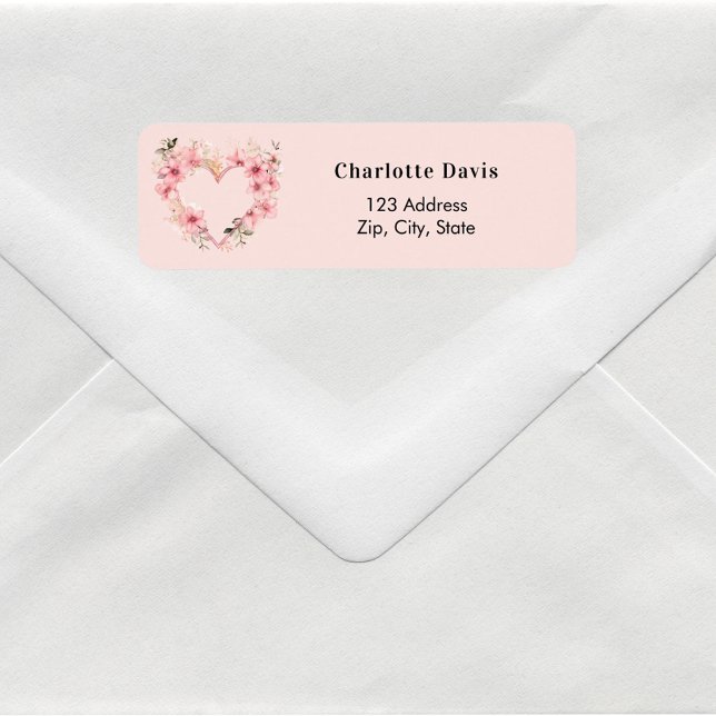 Étiquette Adresse de retour du coeur rose (Créateur téléchargé)