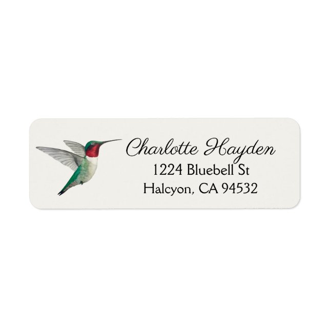 Étiquette Adresse de retour du colibri à gorge rubis (Devant)