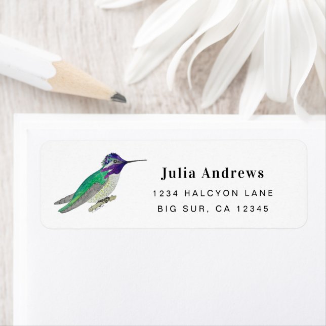 Étiquette Adresse de retour du colibri Costa Label (En situation)