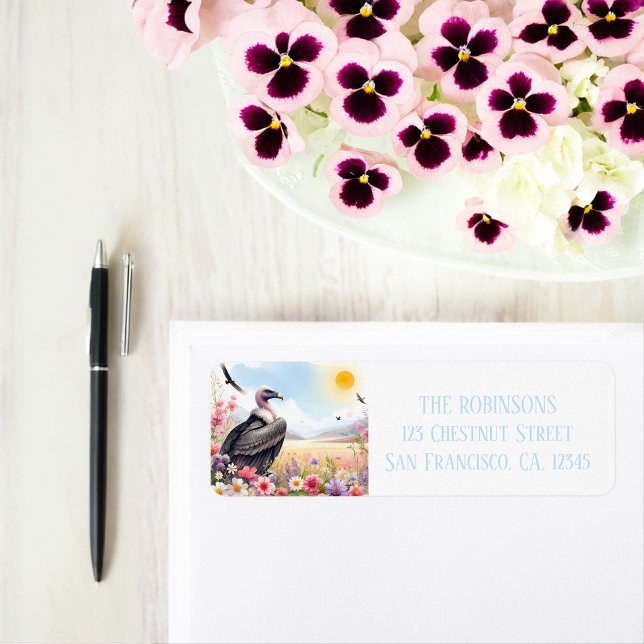 Étiquette Adresse de retour du condor d'aquarelle de printem (Créateur téléchargé)