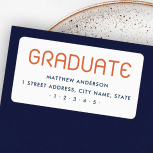 Étiquette Adresse de retour du diplômé moderne