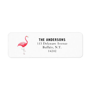 Étiquette Adresse de retour du Flamant rose rose mignon illu