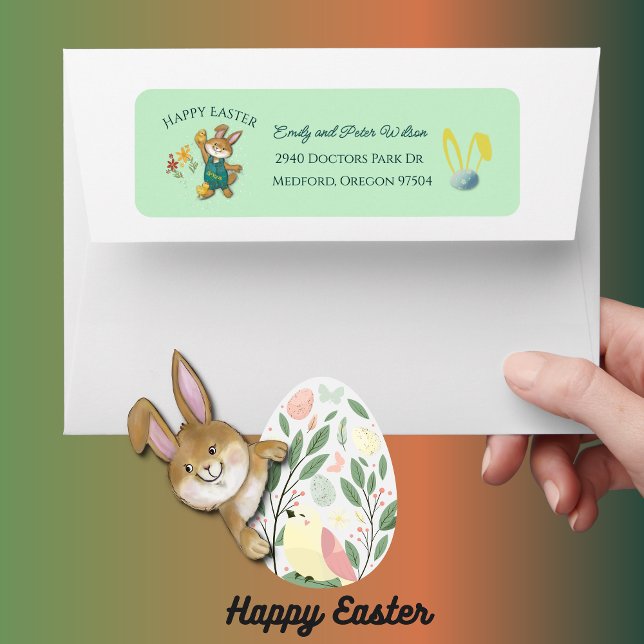 Étiquette Adresse de retour du lapin de Pâques (Cute Easter Bunny Return Address Label )