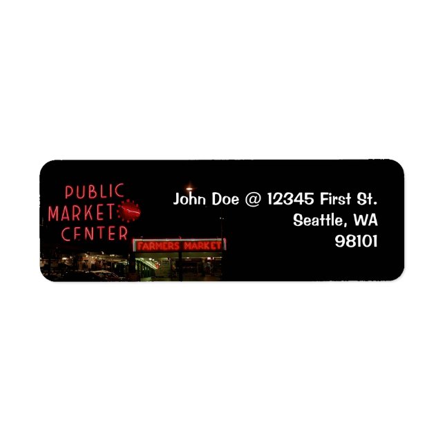 Étiquette Adresse de retour du marché public de Seattle vint (Devant)