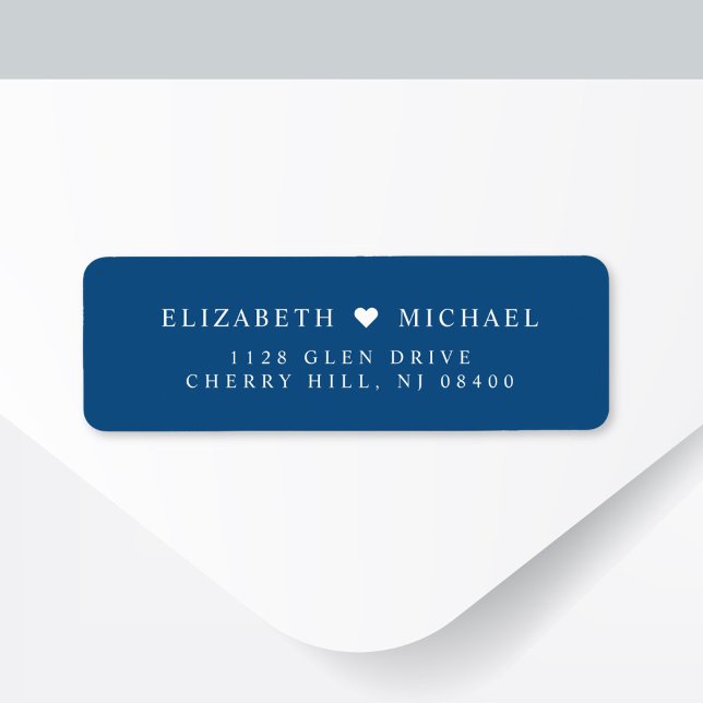 Étiquette Adresse de retour du Mariage bleu élégant (Créateur téléchargé)
