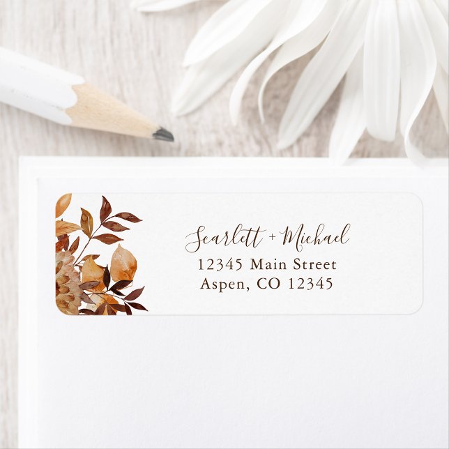 Étiquette Adresse de retour du Mariage de automne élégant (Elegant Fall Floral Wedding Return Address Label by Painted Paperie
)