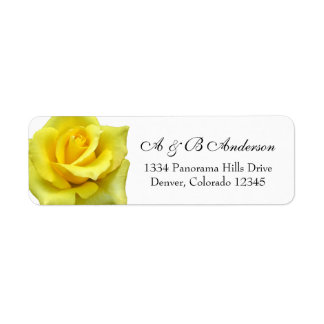 Étiquette Adresse de retour du Mariage de fleurs de rose jau