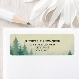 Étiquette Adresse de retour du mariage de la forêt d'aquarel