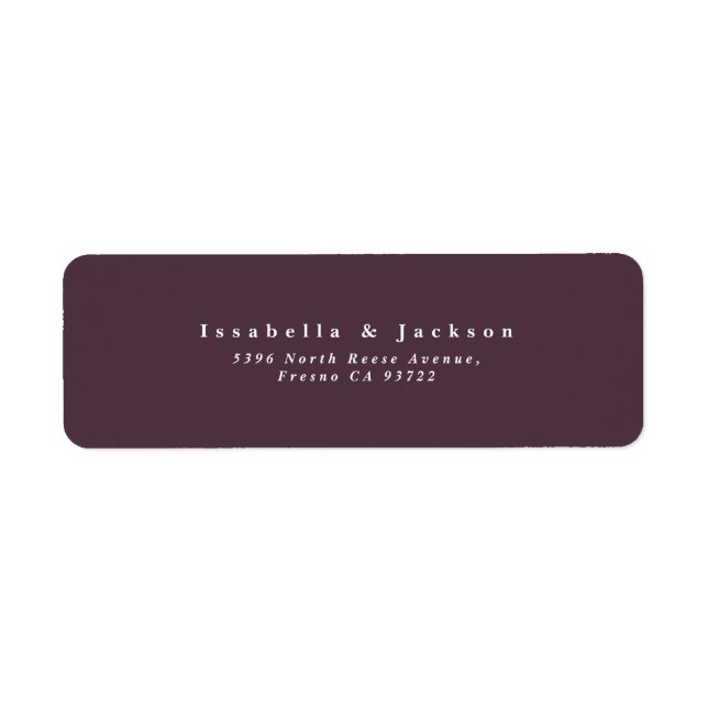 Étiquette Adresse de retour du Mariage de texte simple (Devant)