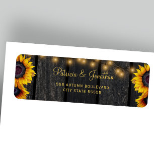 Étiquette Adresse de retour du mariage de tournesol rustique
