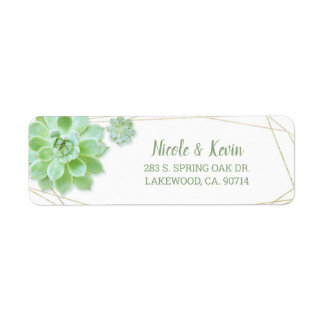 Étiquette Adresse de retour du Mariage des succulents mignon